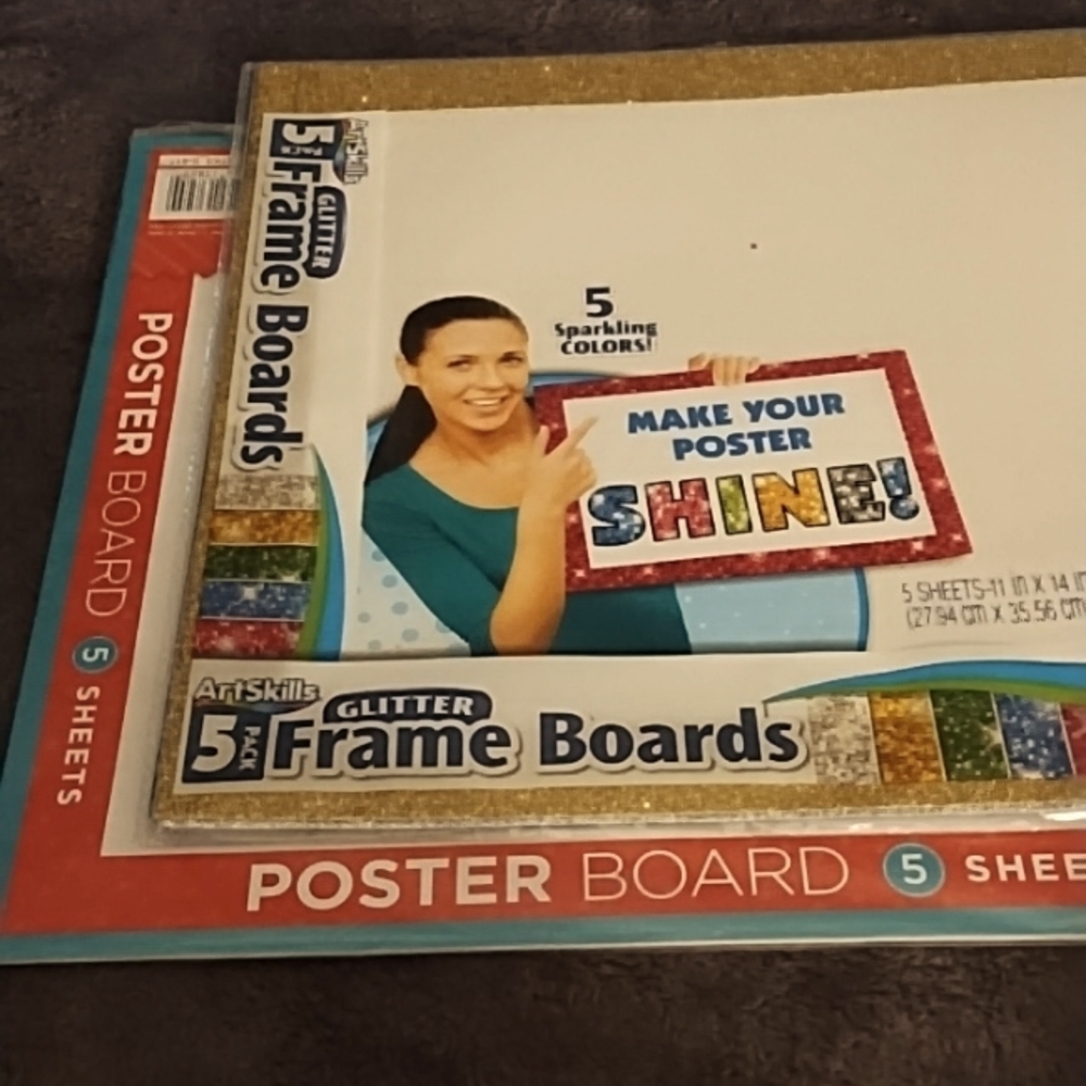 10 poster boards 5 White/ 5 Sparkling Glitter Border 11"x 14" NWT